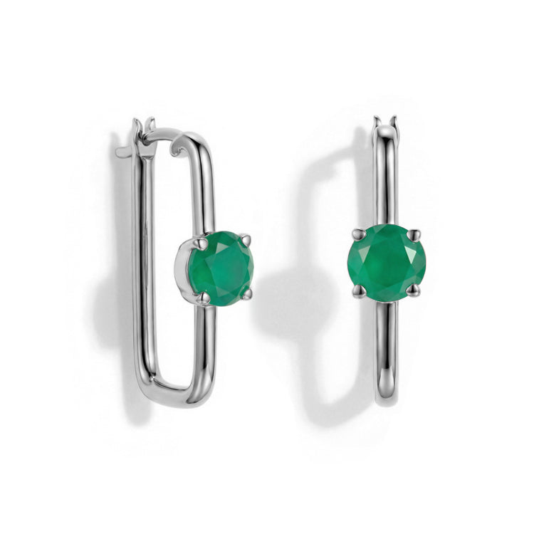 Large Green Agate Hoop Earrings