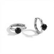 Black Onyx Huggies Earrings - Round