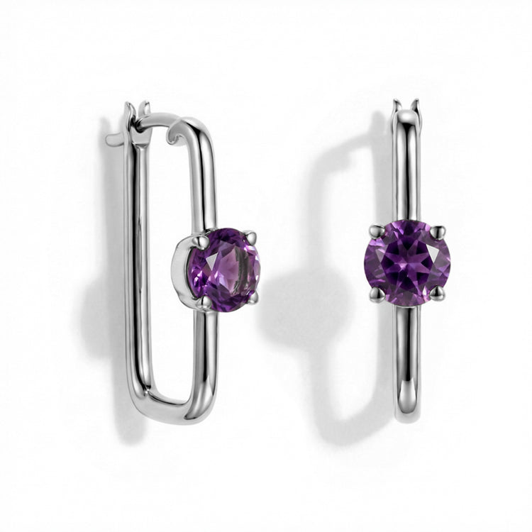 Large Amethyst Hoop Earrings