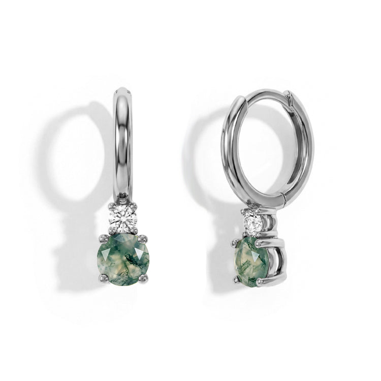 Moss Agate Round Hoop Earrings