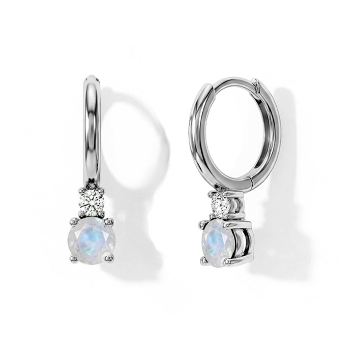 Moonstone Round Hoop Earrings