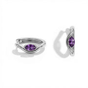 Twisted Amethyst Huggies Earrings
