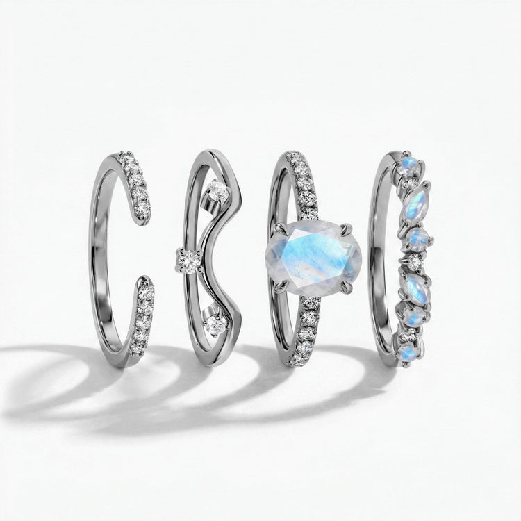 Stacked Moonstone Ring Set