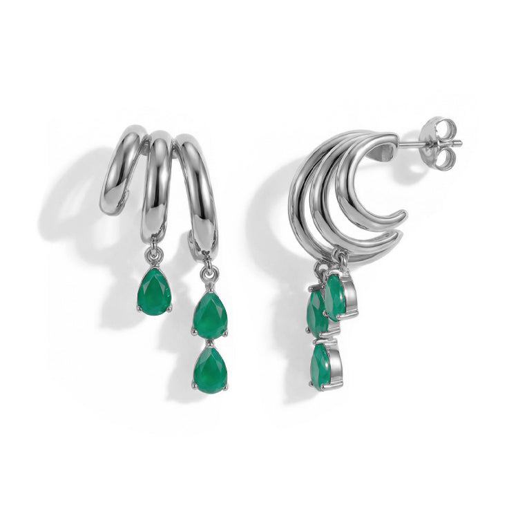 Green Agate Dangle Earrings
