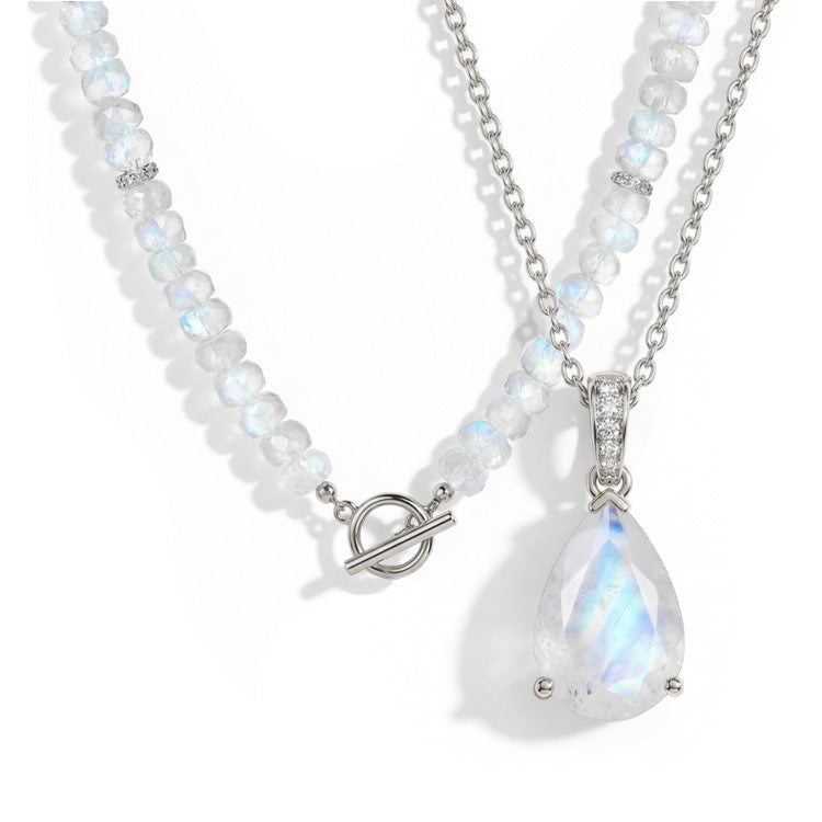 Beaded Moonstone Necklace - Set