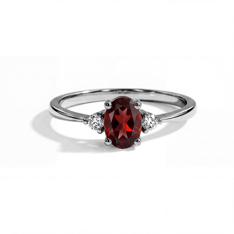 Garnet Simple Oval Ring