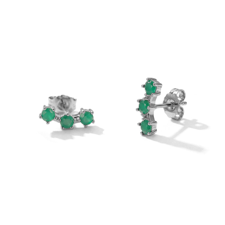 Green Agate Stud Earrings - Stackable