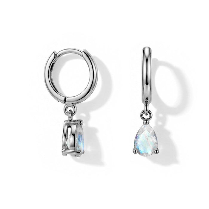 Moonstone Teardrop Hoop Earrings