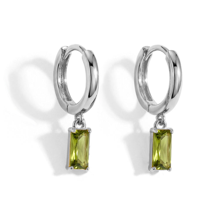 Rectangular Peridot Hoop Earrings