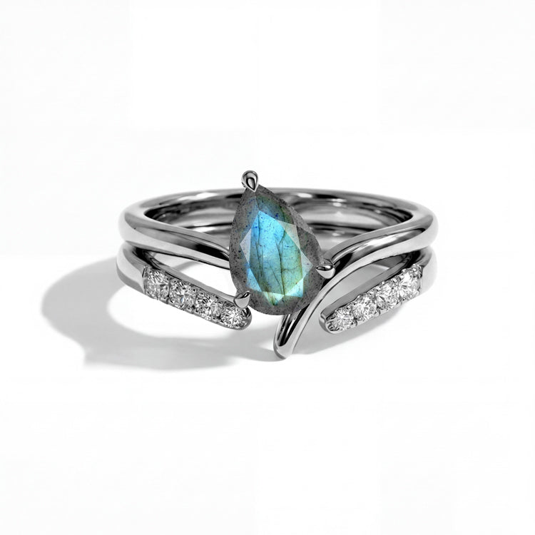 Labradorite Stackable Double Ring Set