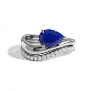 Streamlined Lapis Lazuli Double Ring Set