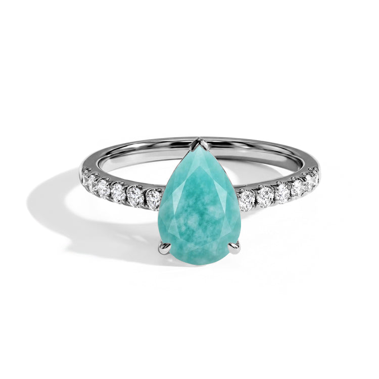 Dainty Pear Amazonite Ring