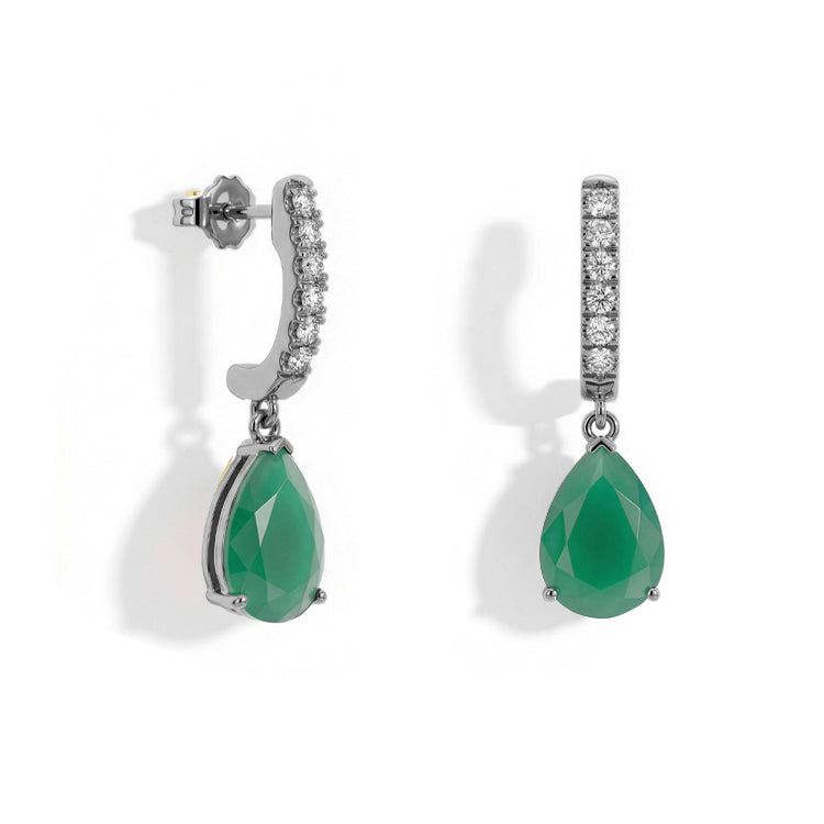 Green Agate Dorp Earrings - Teardrops
