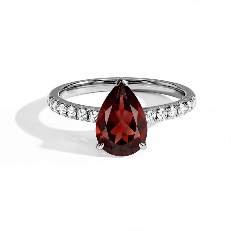 Dainty Pear Garnet Ring