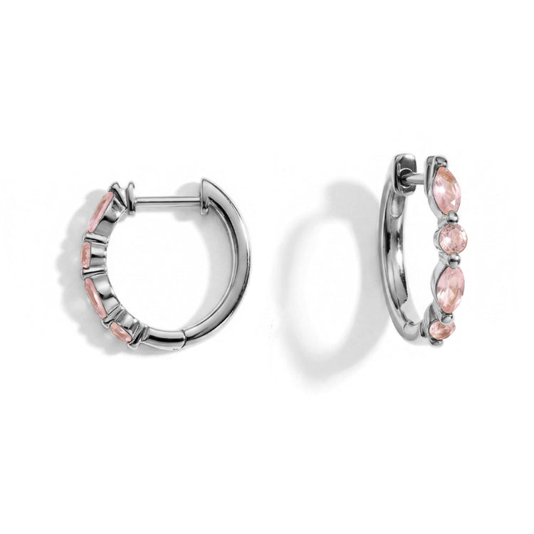 Rose Quartz Huggies Earrings - Elegant