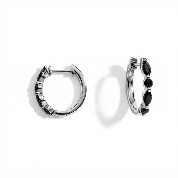 Black Onyx Huggies Earrings - Elegant