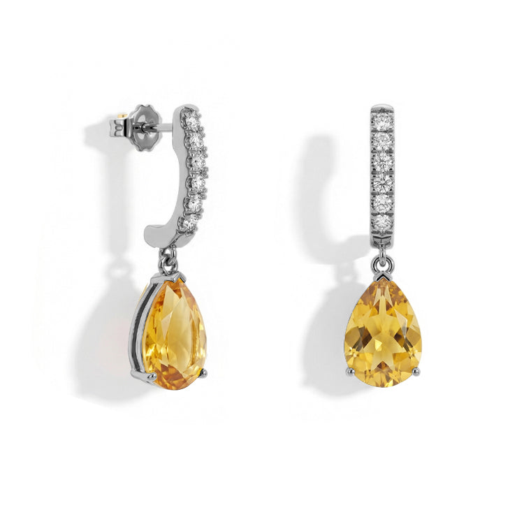 Citrine Dorp Earrings - Teardrops