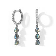 Long Labradorite Hoop Earrings