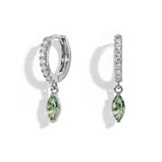 Hoops Earrings - Moss Agate Marquise