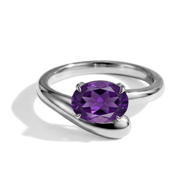 Curved Amethyst Statement Ring