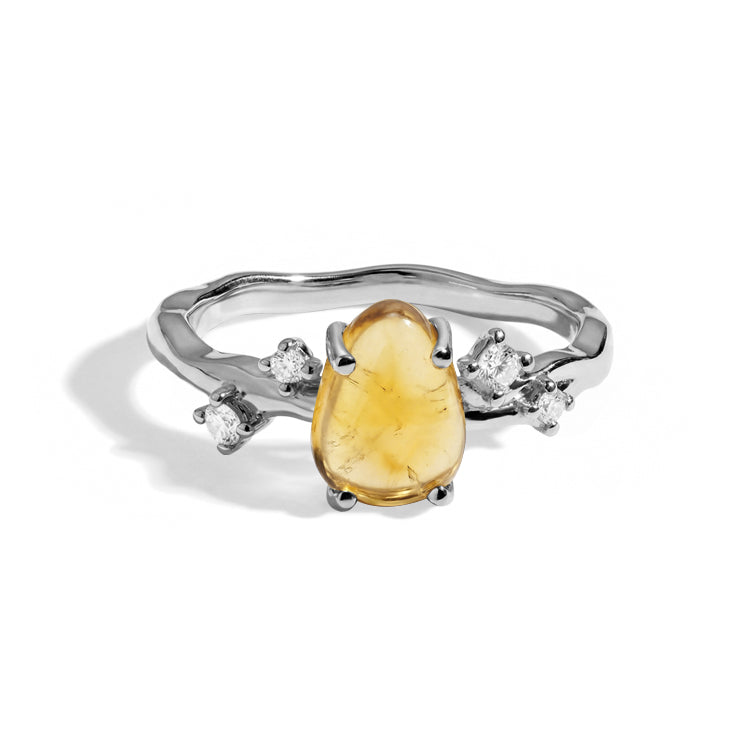 Rough Citrine Twig Ring