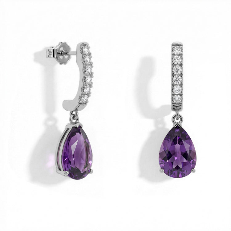 Amethyst Dorp Earrings - Teardrops