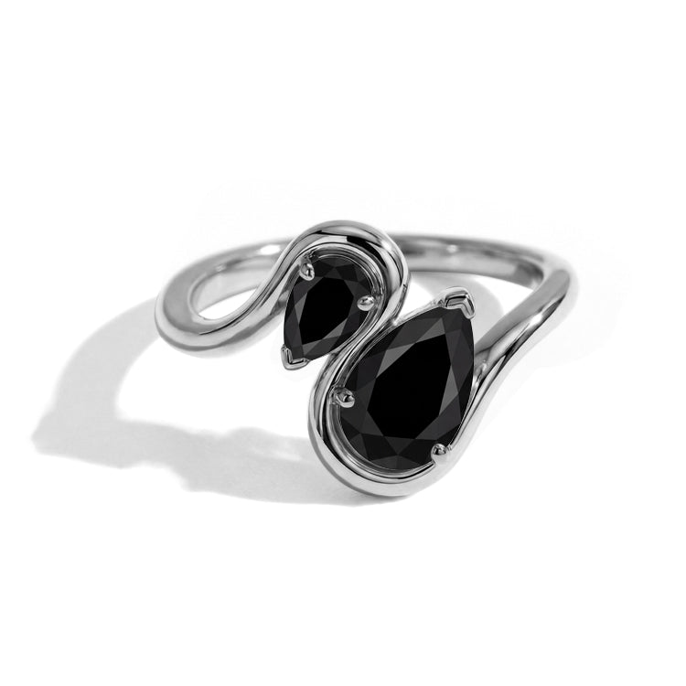 Pear Black Onyx Duo Stacking Ring