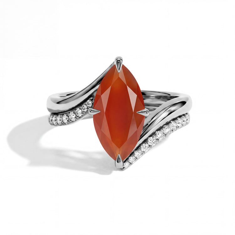 Marquise Cut Carnelian Ring Set