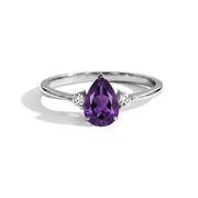 Pear Amethyst Accent Ring