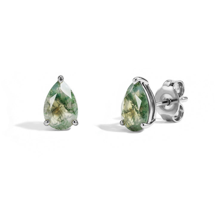 Pear-shaped Moss Agate Earrings