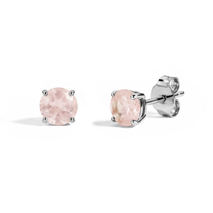 Rose Quartz Round Stud Earrings