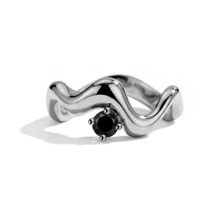 Wave Black Onyx Statement Ring