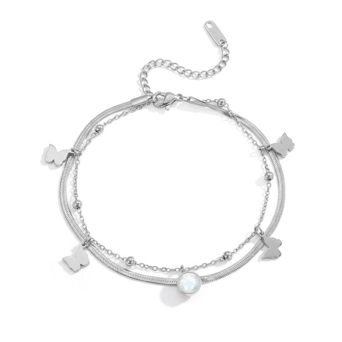 Moonstone Bracelets - Butterfly Double Stacking