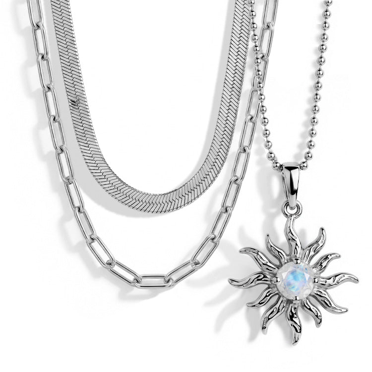 Moonstone Necklace - Stars & Moon