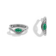 Twisted Green Agate Huggies Earrings