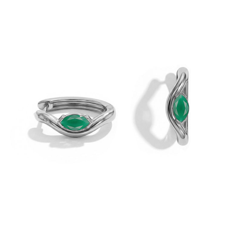 Twisted Green Agate Huggies Earrings