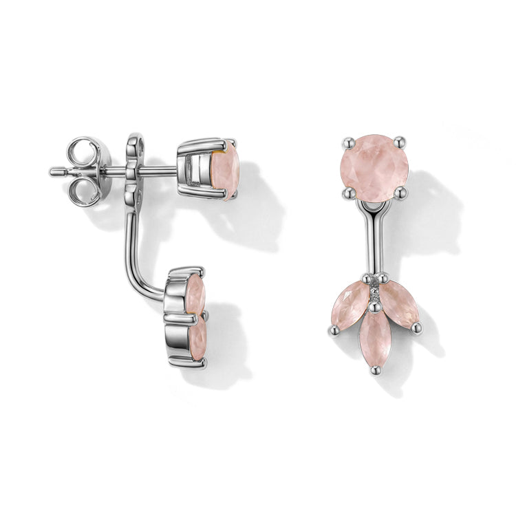 Rose Quartz Earrings - Front and Back