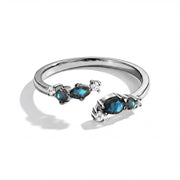 Dainty Labradorite Adjustable Open Ring