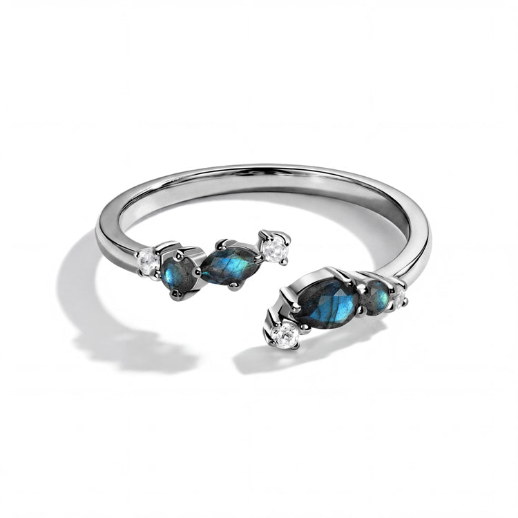 Dainty Labradorite Adjustable Open Ring