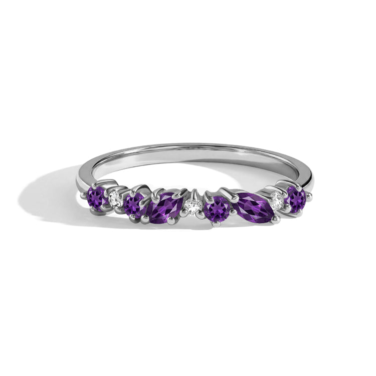 Alternating Amethyst Stacking Ring
