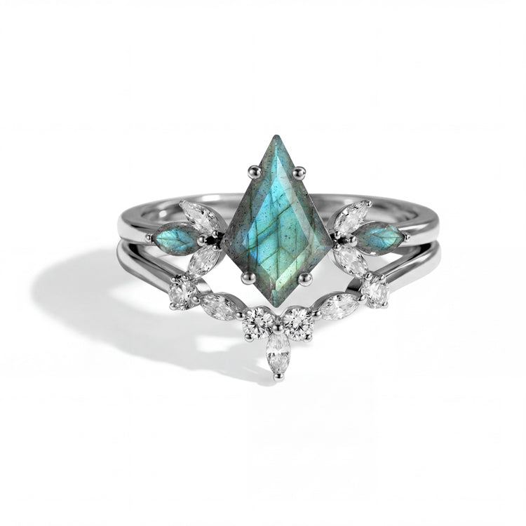 Celestial Winged Labradorite Cocktail Rings