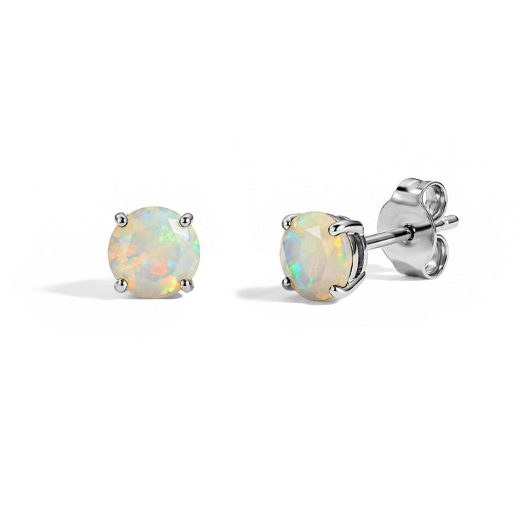 Opal Round Stud Earrings