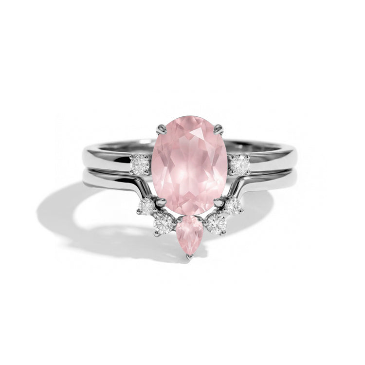 Rose Quartz Stacking Ring Set