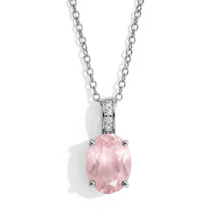 Rose Quartz Necklace - Oval
