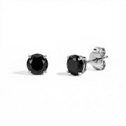 Black Onyx Round Stud Earrings