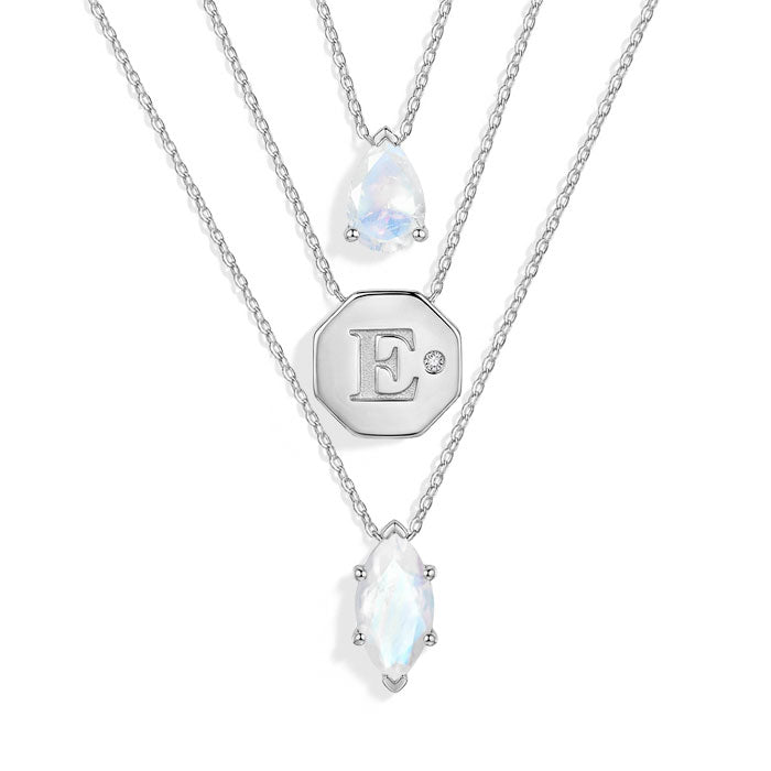Moonstone Necklace - Name Initials