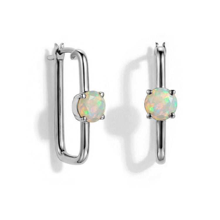 Large Opal Hoop Earrings