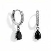 Black Onyx Hoop Earrings - Strength