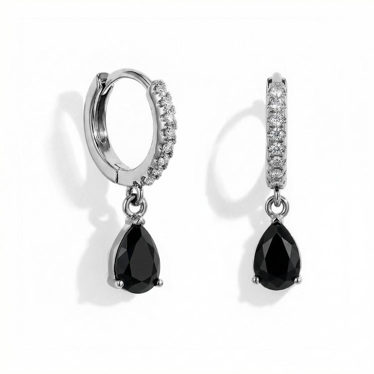 Black Onyx Hoop Earrings - Strength