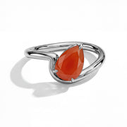 Contemporary Pear Carnelian Ring